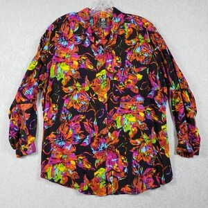 Short Circuit Men L Vintage Floral Rayon Button Down Shirt 90s Abstract Festival